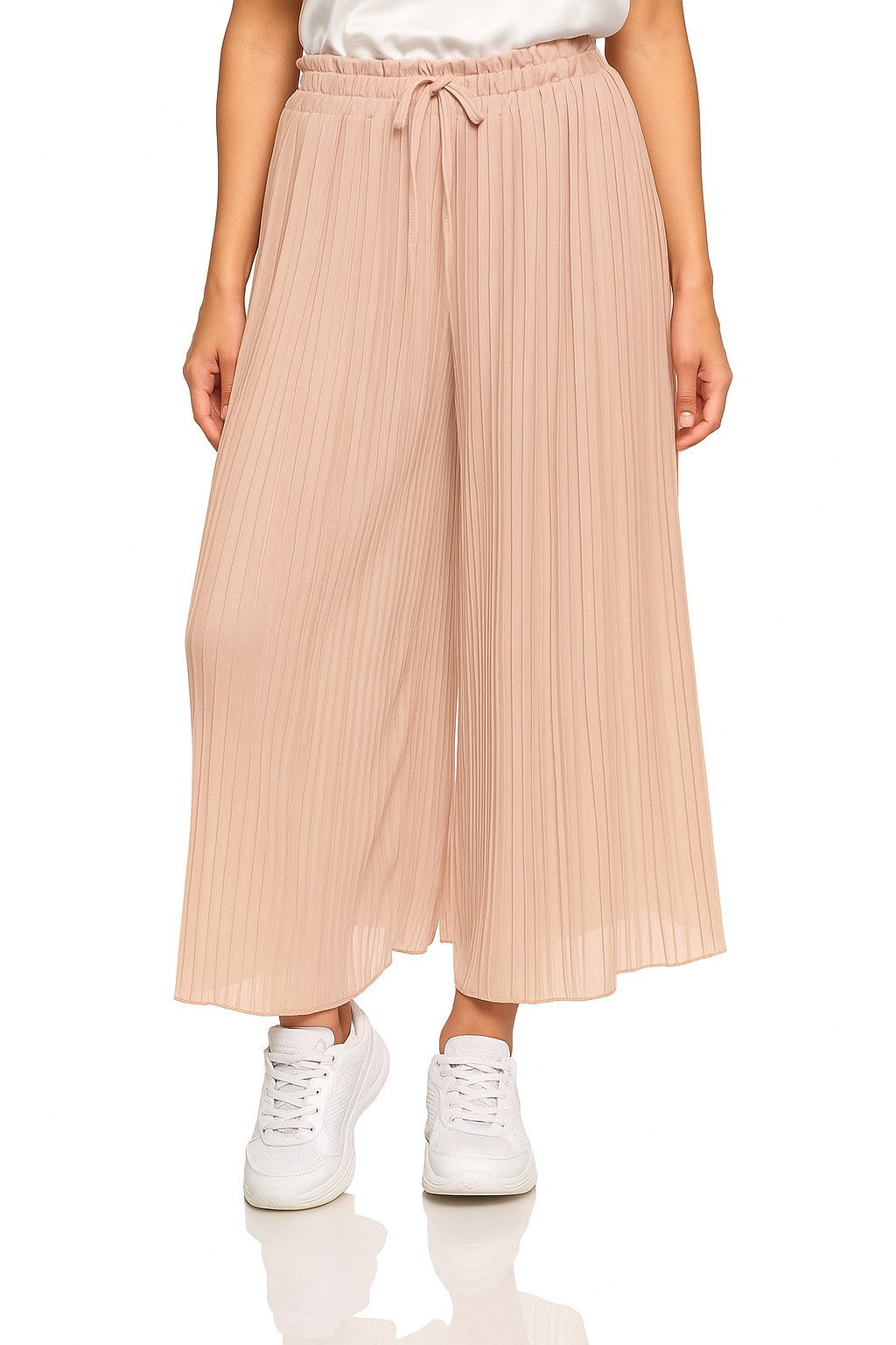 Worldclassca Stretch-Hose Worldclassca Stoffhose Plissee Hose Sommerhose Falten Schlupfhose Sommerhose mit weitem Bein und mit elastischem Bund