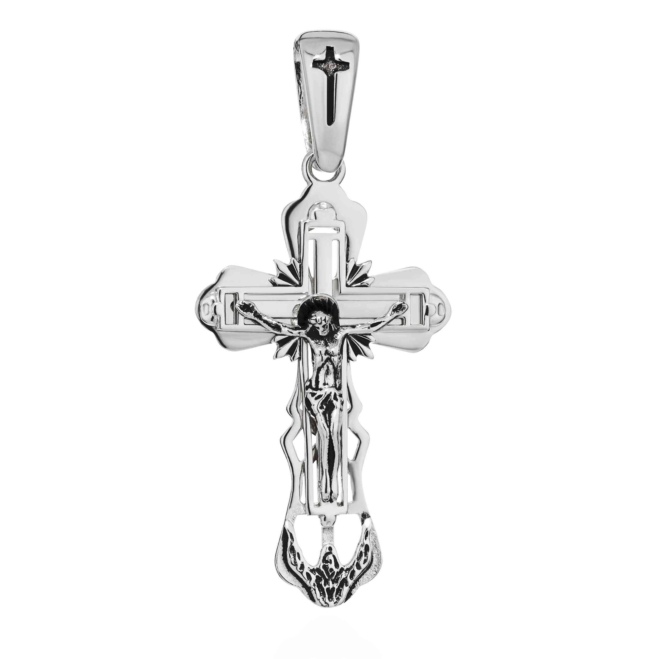 Kettenanhänger Exquisiter Kettenanhänger 925 Silber Kruzifix 44x 26mm Eleganz im Deta