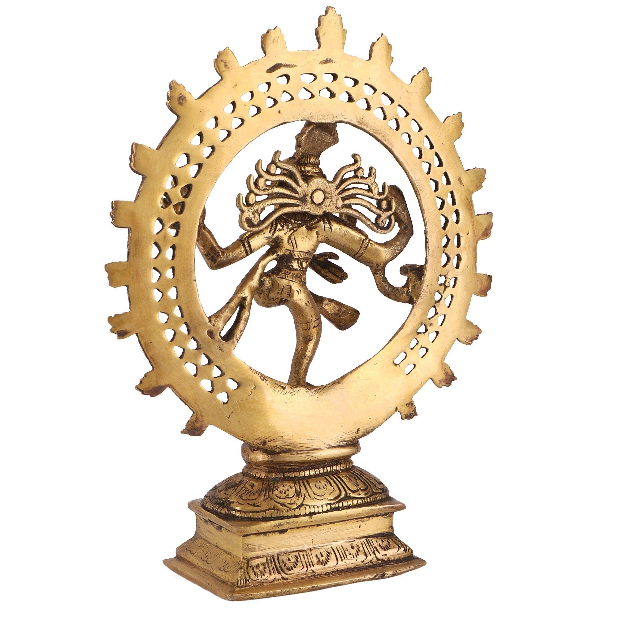 Guru-Shop cm.. im Dekofigur Shiva Messingfigur, Statue 29 Feuerkranz
