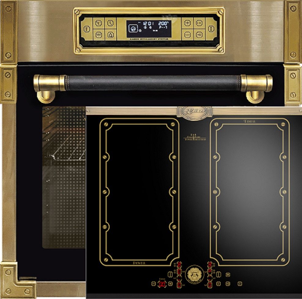 Kaiser Küchengeräte Backofen-Set Herd Set Autark ElektroRetro Einbau Backofen 80L Anthrazitfarbiges Glas 60 cm mit Induktionskochfeld 60 cm FREE ZONE mit 2 FLEX Induktions-Zonen EH 6726 AD+KCT 6192 FI Em.., mit 1-fach-Teleskopauszug