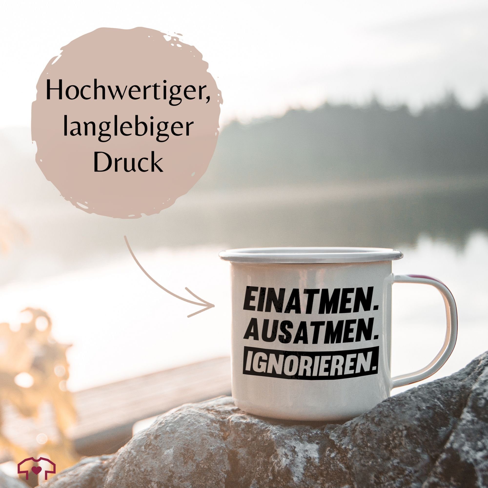 2 Tasse Einatmen Ausatmen Shirtracer schwarz, Silber Weiß Statement Ignorieren Stahlblech,