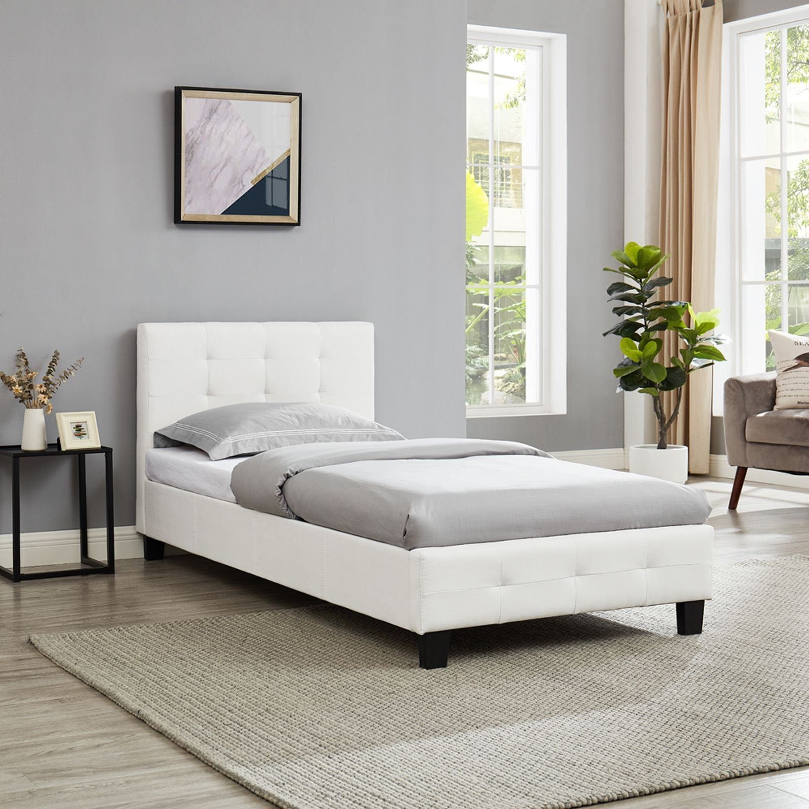 CARO-Möbel Polsterbett OHIO, Einzelbett 90 x 200 cm Bettgestell mit Lattenr günstig online kaufen