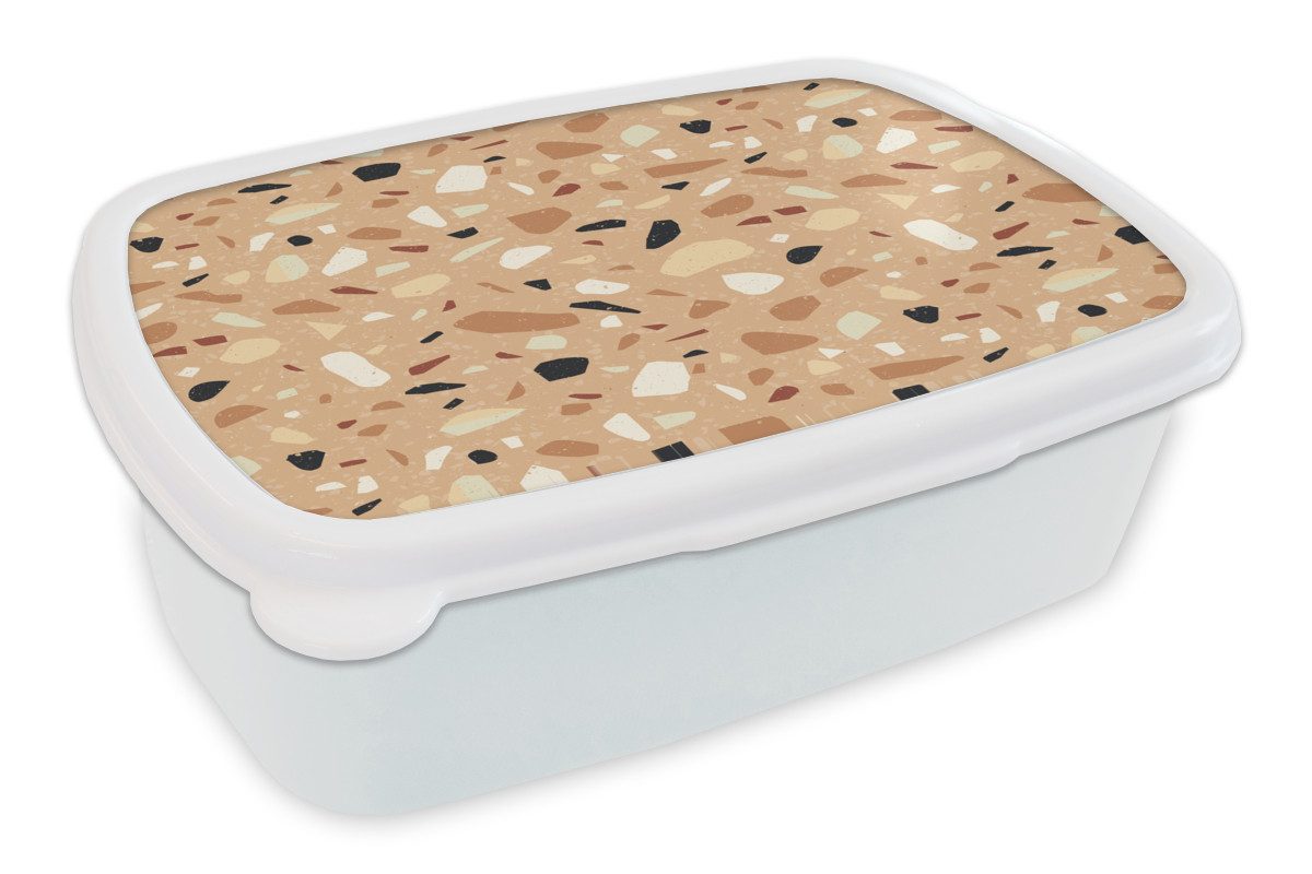 MuchoWow Lunchbox Terrazzo - Muster - Bunt - Orange, Kunststoff, (2-tlg), Brotdose Schule oder Arbeit, Brotbox für Kinder und Erwachsene