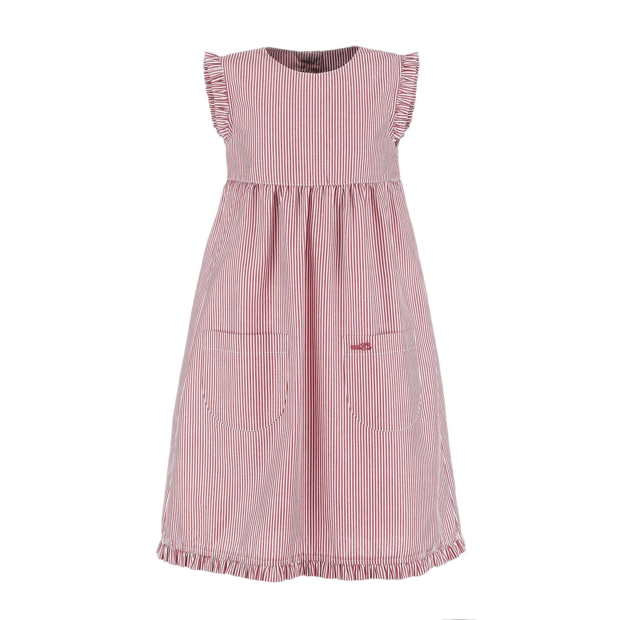 modAS Sommerkleid Kinder Kleid Streifen gestreift mit - Mädchenkleid (023) gestreift Rüschen mit rot/weiß