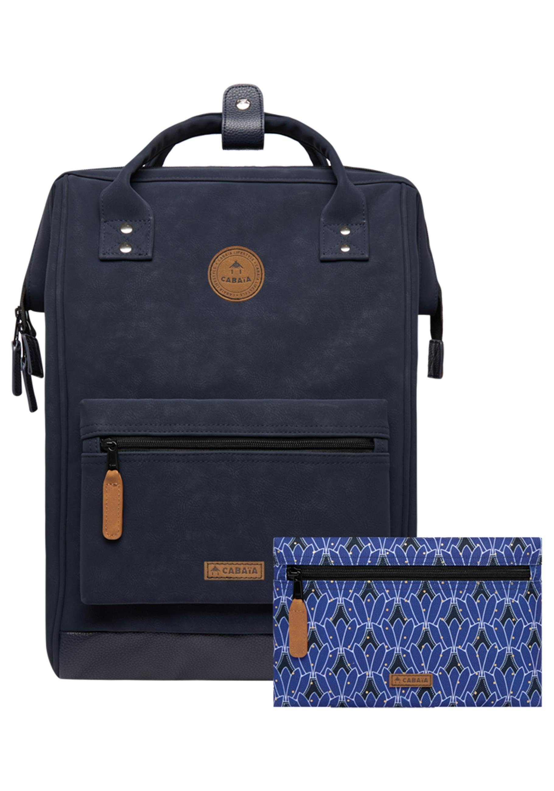 CABAIA Tagesrucksack Adventurer Veganer Cityrucksack Vordertaschen Nubuck, mit L austauschbaren navy