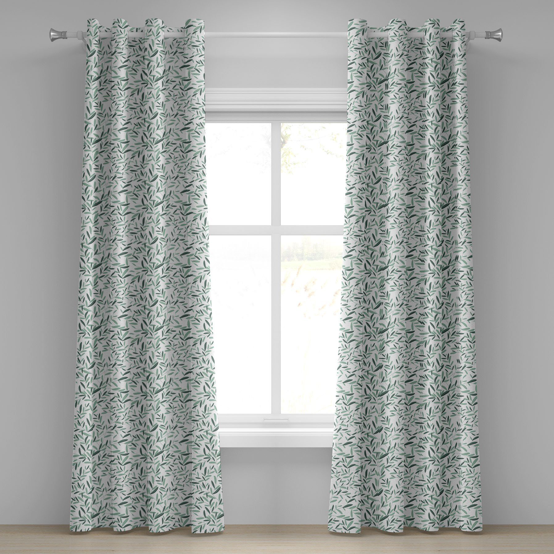 Gardine Dekorative 2-Panel-Fenstervorhänge für Schlafzimmer Wohnzimmer, Abakuhaus, Garten Ölzweige