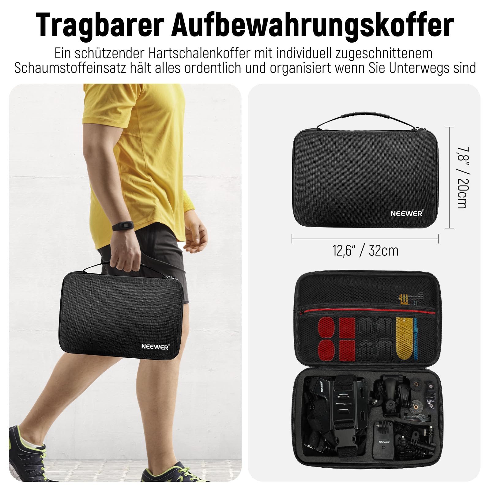 Neewer Kamerazubehör-Set GP-50 Action-Kamera Zubehörset 51 Stk., mit Flexibles Stativ, (Packung), Selfie-Stick, Gurte für Kopf und Brust, für GoPro DJI Insta360