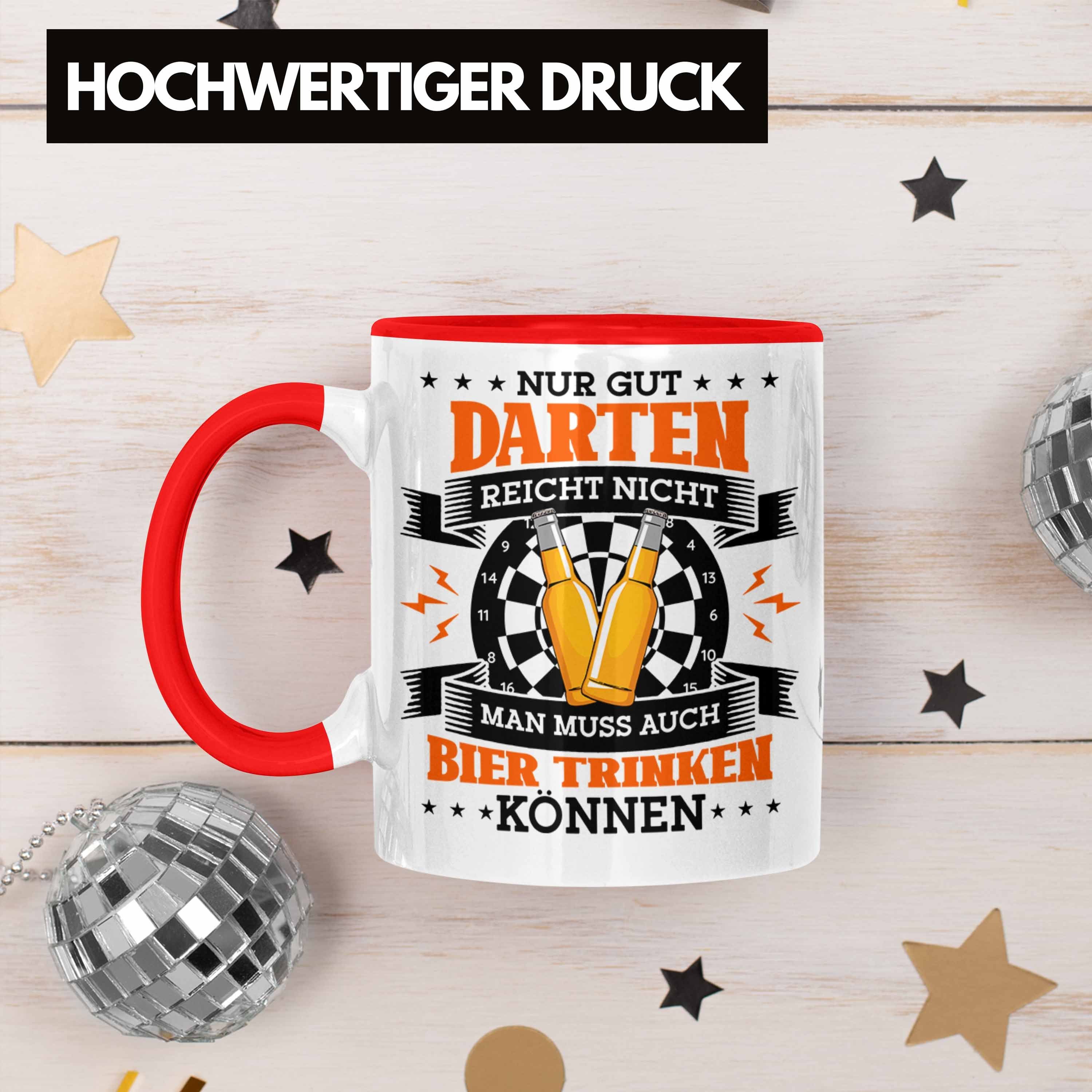 Trendation Tasse Lustige Tasse Rot Dartsspieler Dart für Spieler Bier Dart trinken Spielen