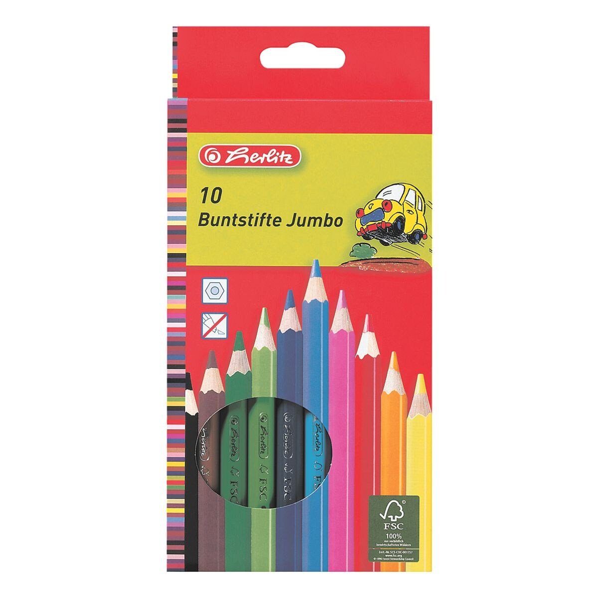 Herlitz Buntstift Jumbo, (10-tlg), in Jumbo-Sechskantform