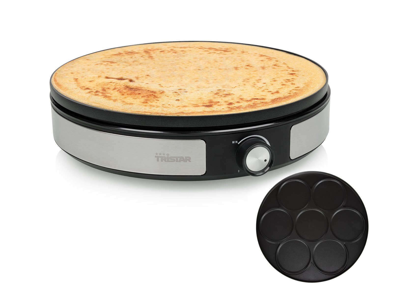 Tristar 33 Pancake Ø perfekte Maker W, cm, für Backplatte 1500 Crepeseisen Crêpesmaker, große Wraps & Crép