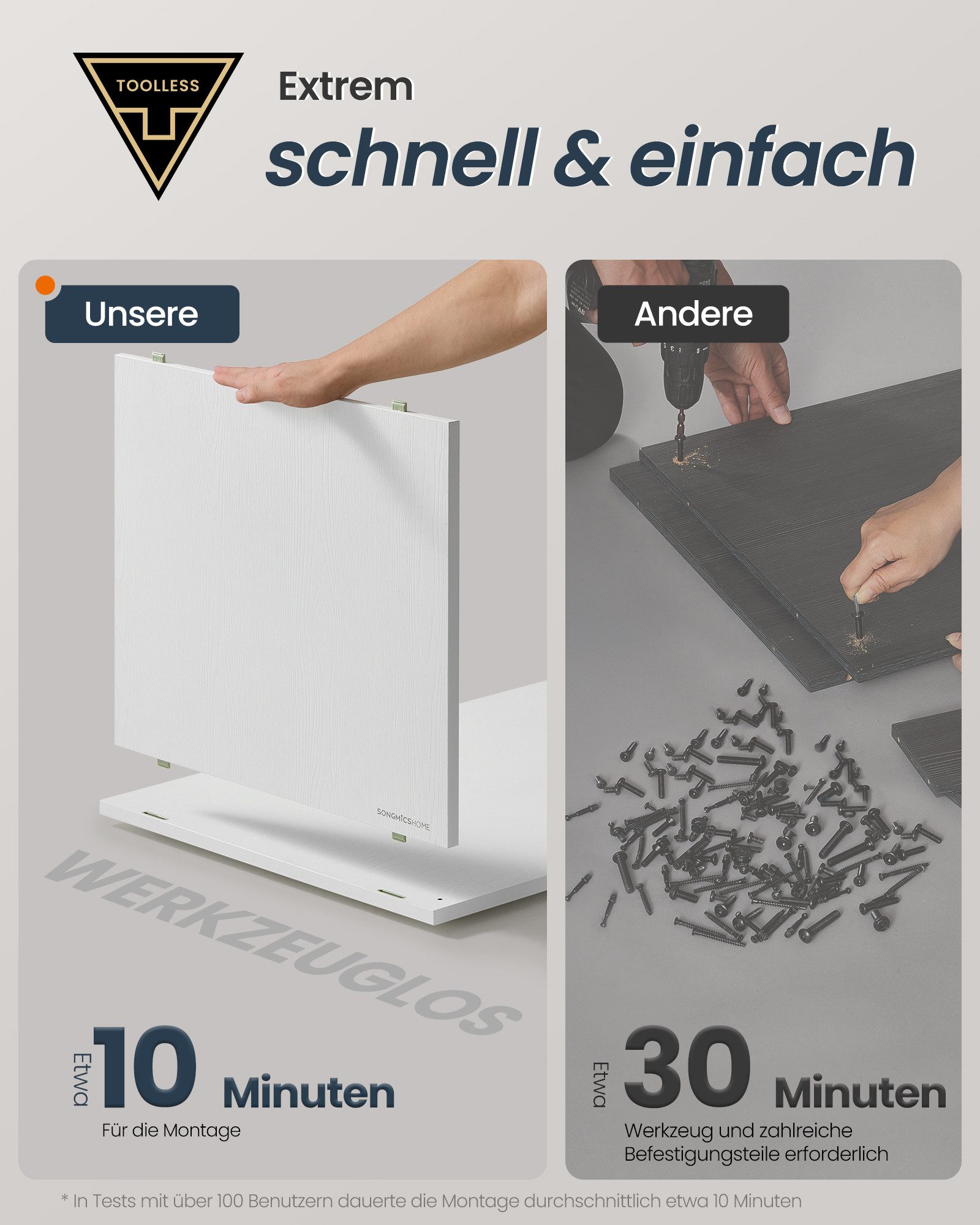 SONGMICS HOME Katzentoilette Klicksystem, Push-to-Open Türen, werkzeuglose Montage, für große Katzen
