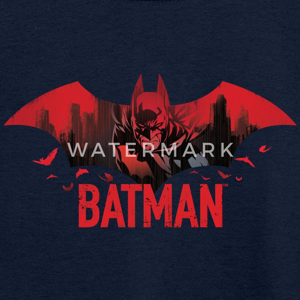 Spreadshirt T-Shirt Batman Mit Fledermäusen Und Rotem Batman-Logo Teenager T-Shirt (1-tlg)