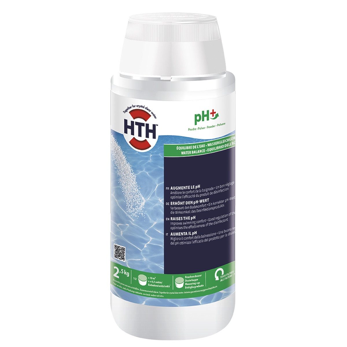 HTH Poolpflege pH Plus Pulver 1,2 kg pH Wert Anhebung Rückstandsfrei alle Pool Typen