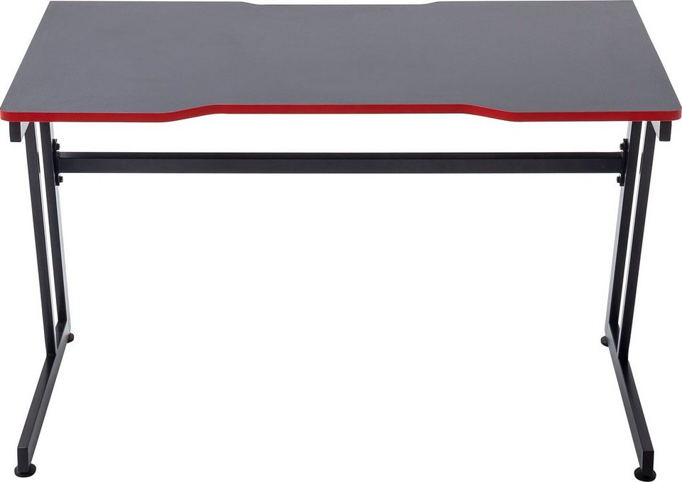 MCA furniture Gamingtisch mcRacing Desk 12, Schreibtisch im coolen Design,  Breite 120 cm, Cooles Design: Absetzung Tischplatte in Rot & Gestell in  schwarz