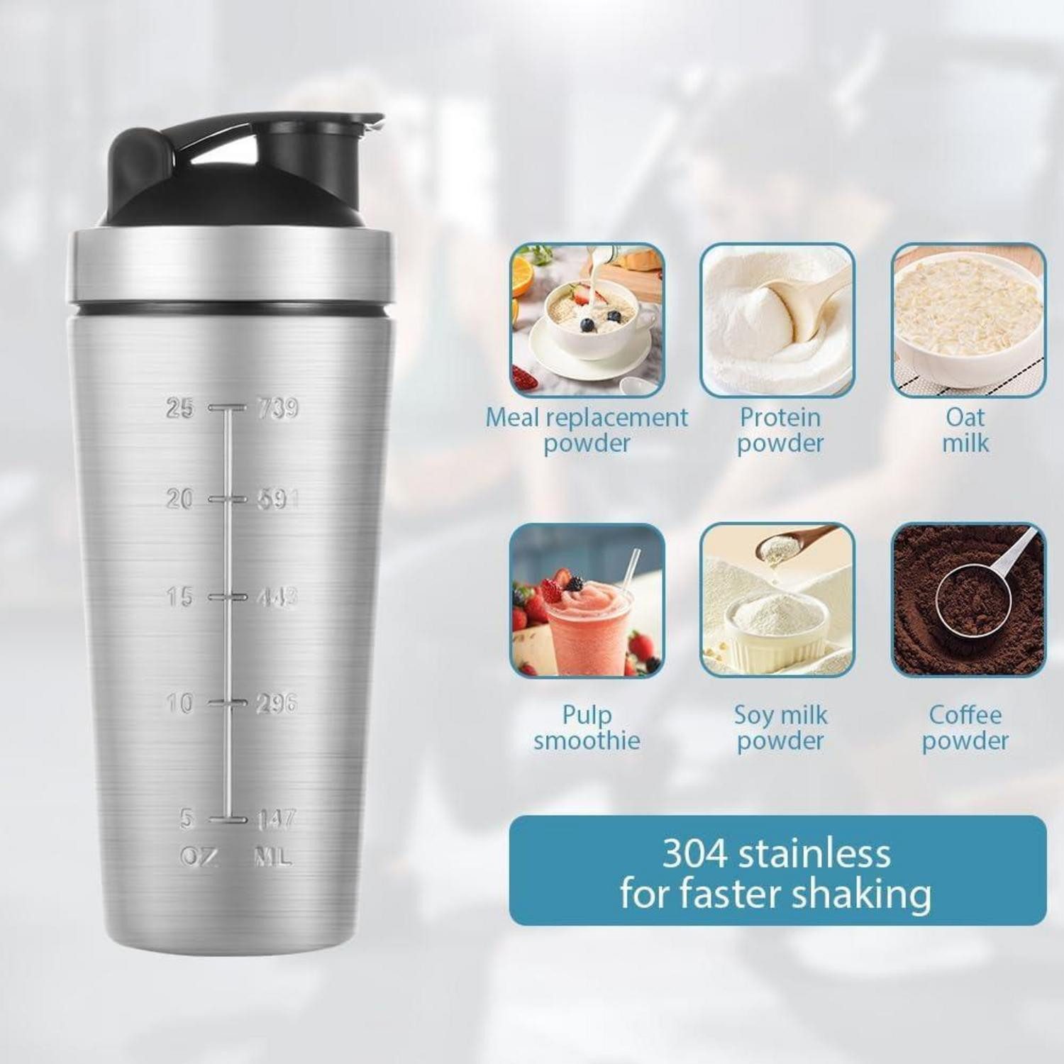 LuxusKollektion Protein Shaker Protein Shaker Edelstahl 900ml – Bild 5 von 5