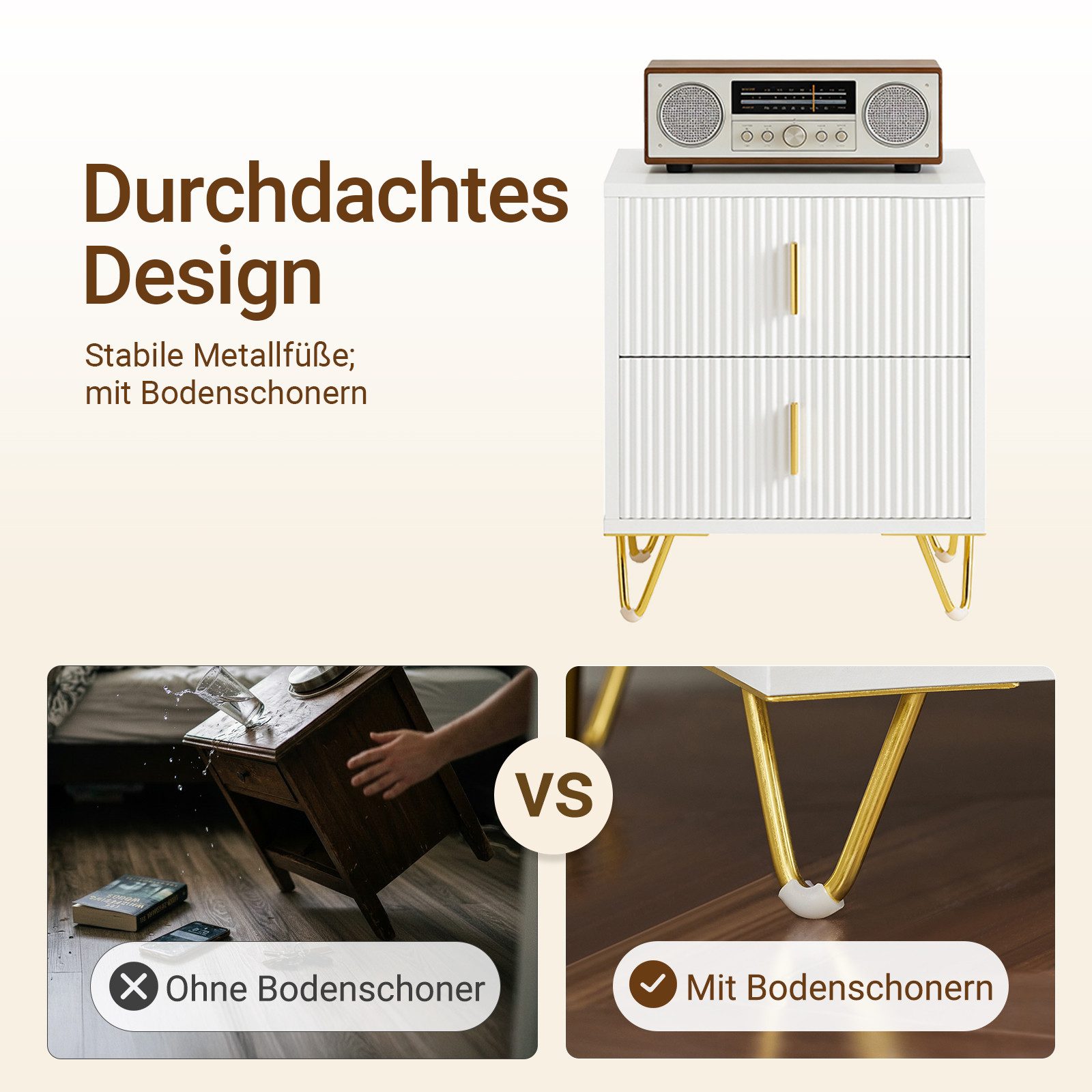 SoBuy Nachtkonsole FBT115, Nachttisch, Sofatisch Couchtisch Wohnzimmertisch, Nachtschrank mit 2/3 Schubladen, Beistelltisch, Nachtkommode, modern