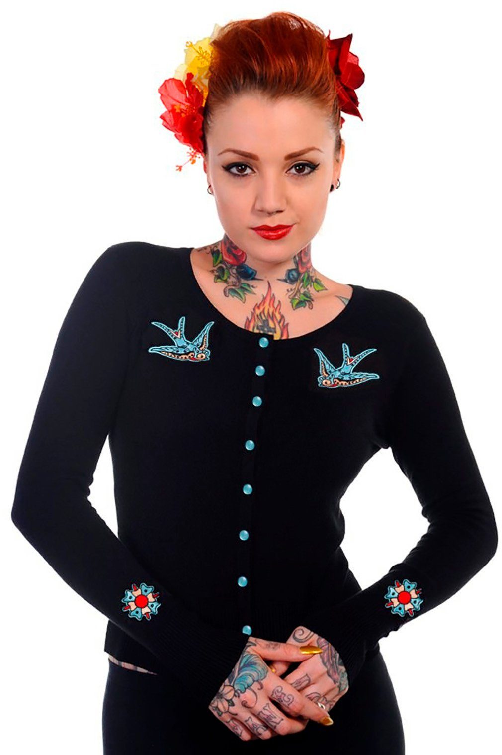 Banned Strickjacke Rockabilly Schwalben Retro Vintage Cardigan günstig online kaufen