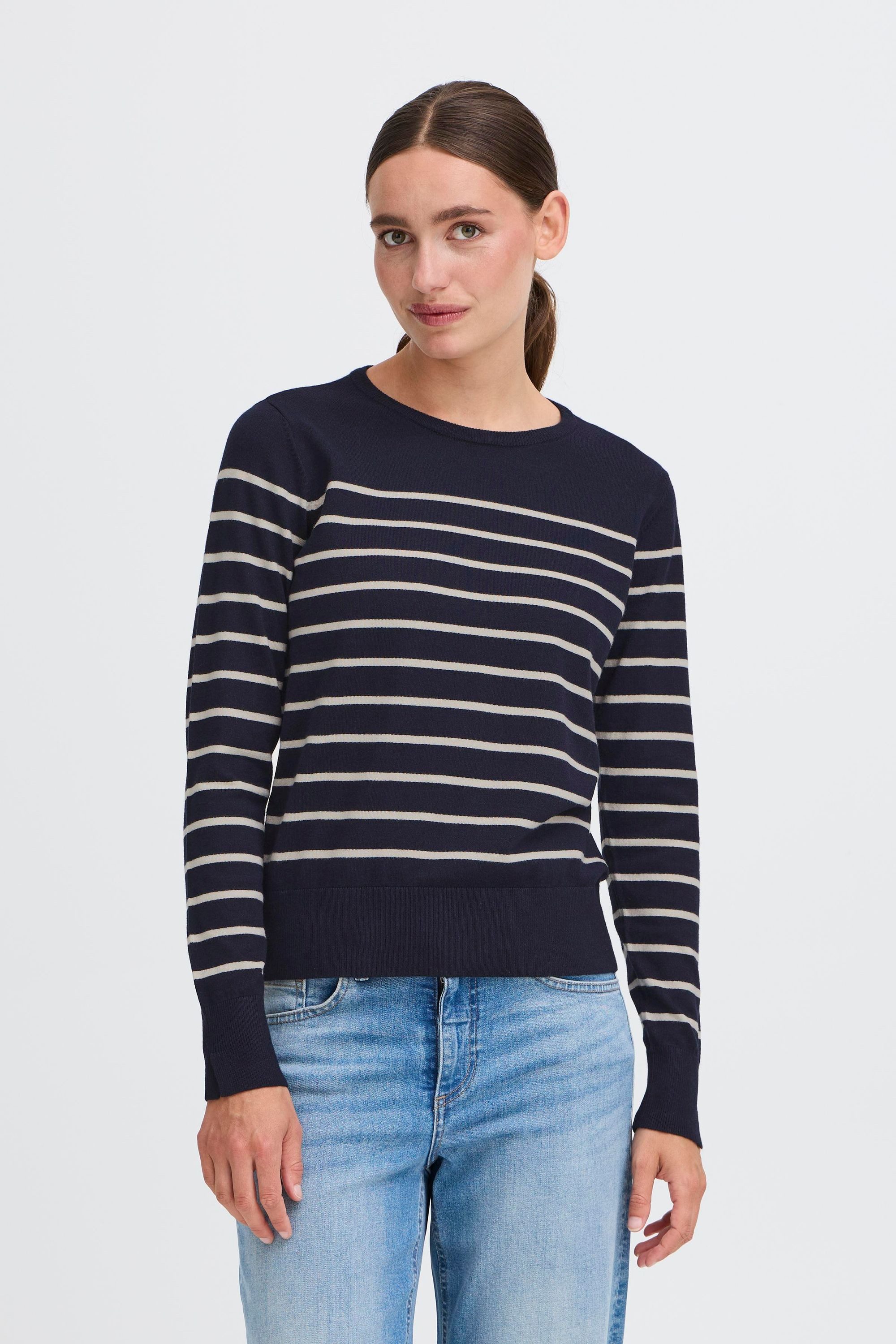 OXMO Strickpullover OXFKEANA Modischer Feinstrickpullover mit Streifen günstig online kaufen