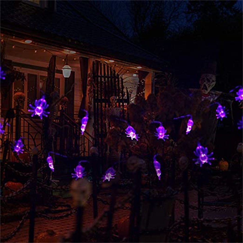 Lichterkette Oneid Halloween Lichterkette Spinne, LED Lichterketten mit Lila Fernbedienung