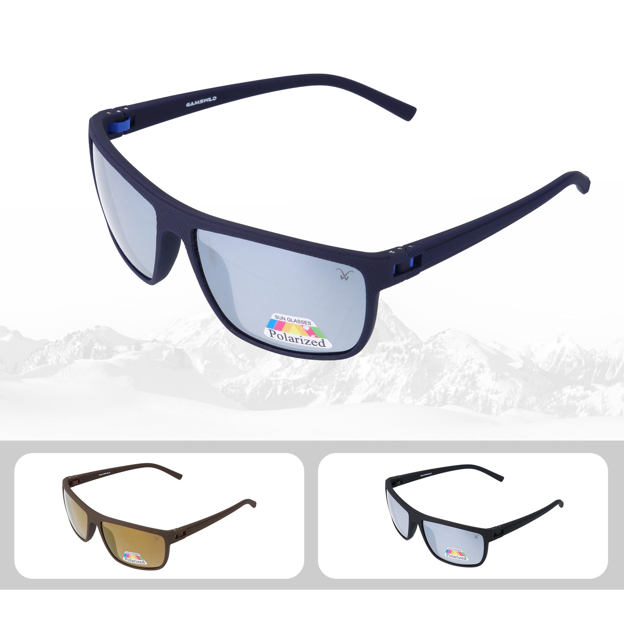 Gamswild Sonnenbrille UV400 GAMSSTYLE Modebrille polarisierte Gläser Damen Herren Unisex Modell WM3030 in blau, schwarz-grau, braun