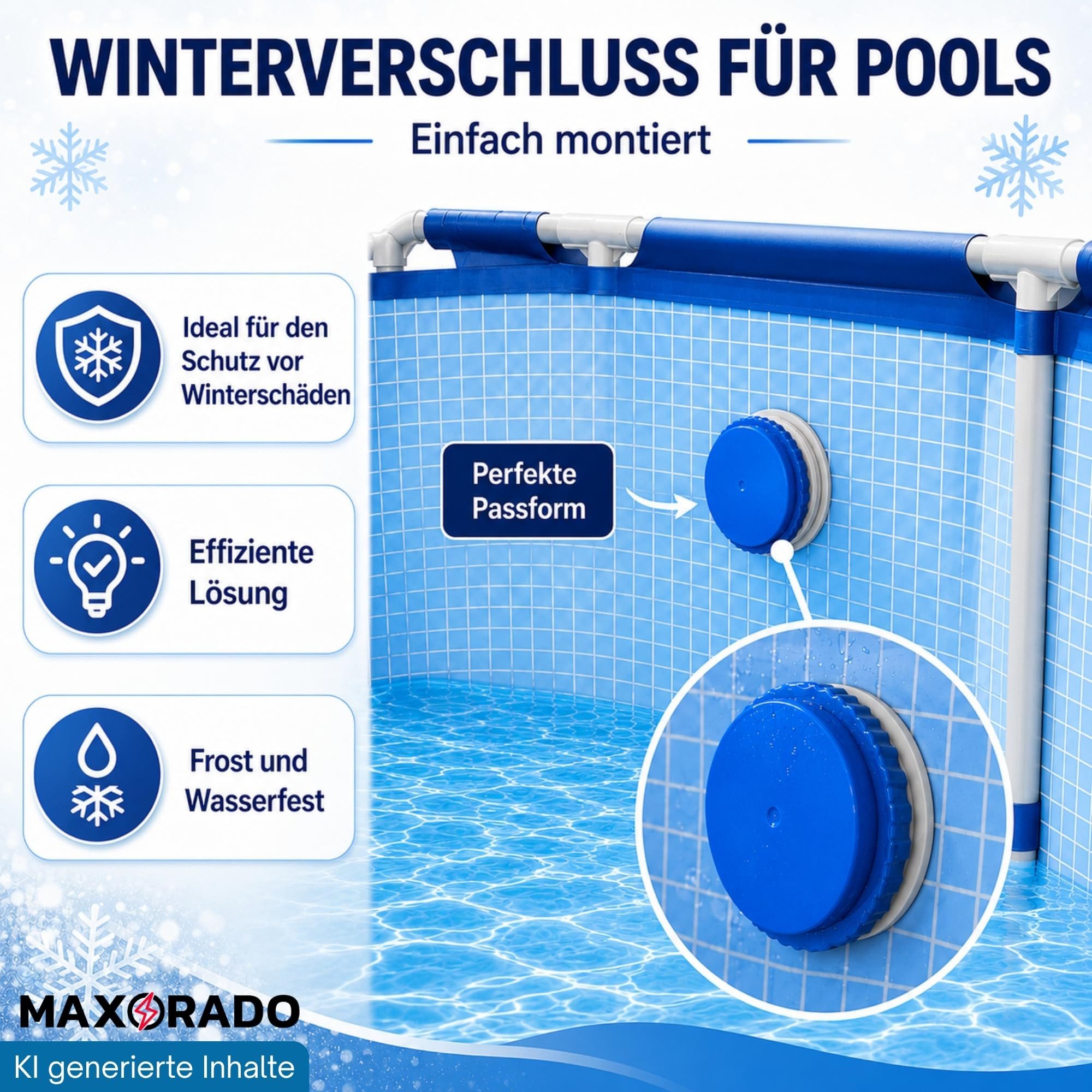 Maxorado Poolschlauch 2 Winterverschluss passend für Intex Bestway Pool Pools Winter Kappe – Bild 4 von 5