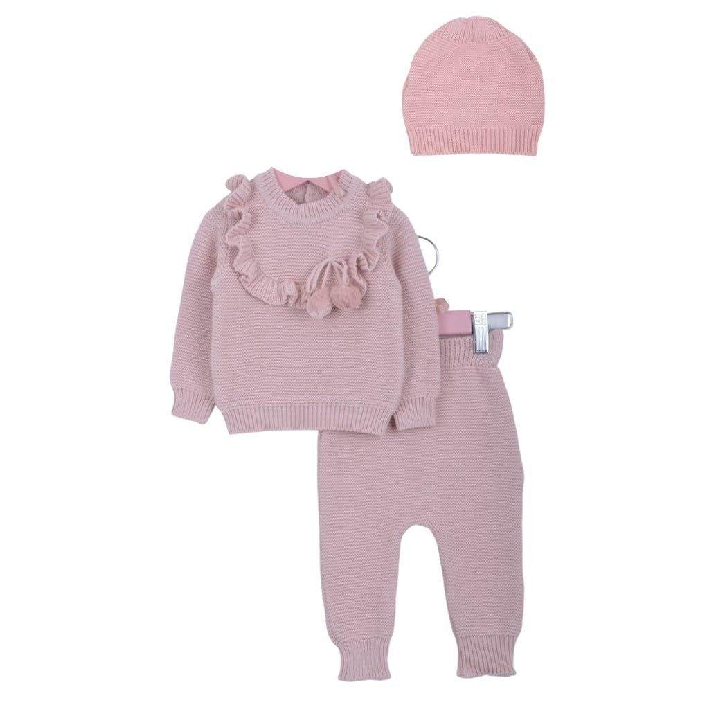 Minora Strickkleid Minora Baby Kleidungs Set- Hose, Pullover und Mütze