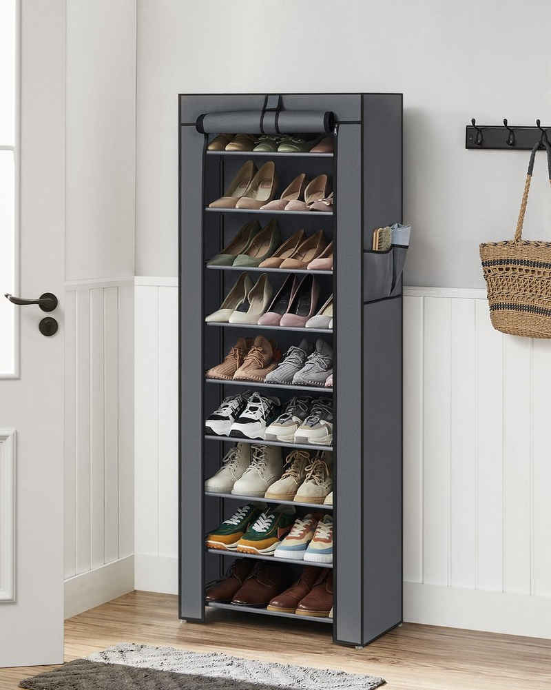 SONGMICS Stoffschrank Schuhschrank mit Ablagen, geräumig, 58x28x160 cm