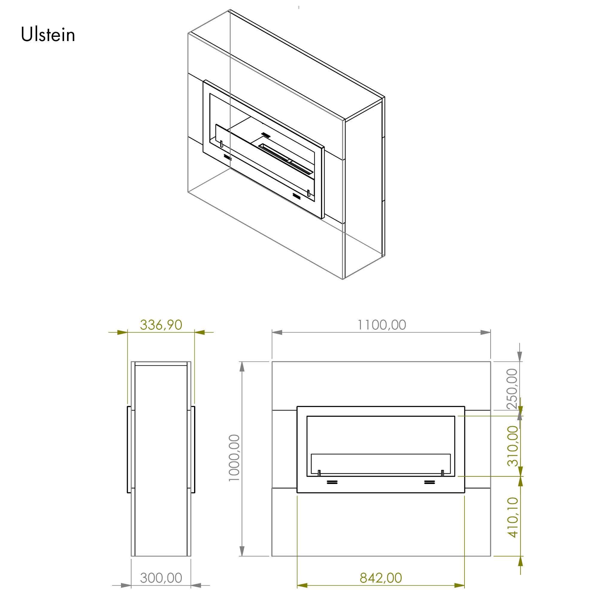 GLOW FIRE Echtfeuer-Dekokamin Ulstein Ethanol Kamin, Bioethanol Kamin mit 3h Brenndauer, Heizleistung bis 2 kw