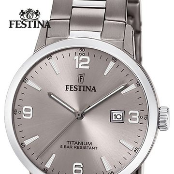 Festina Quarzuhr Festina Damen Uhr F20436/2 Elegant Titan, (Analoguhr), Damen Armbanduhr rund, Titanarmband silber