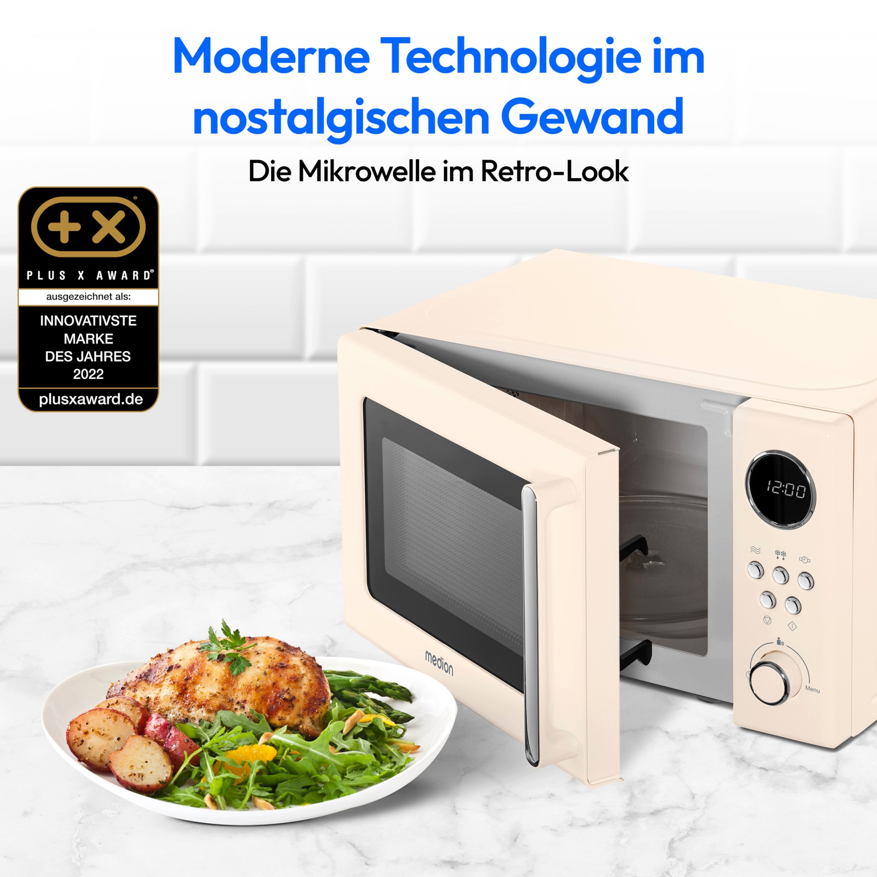 Medion® Mikrowelle MD15000, Mikrowelle, 20 l, 8 Automatikprogramme, Auftaufunktion, kompakt, MD15000