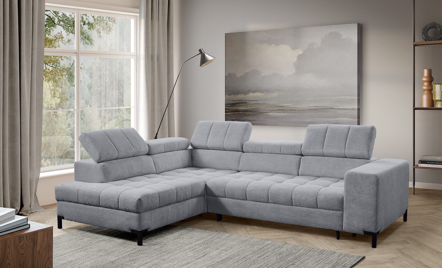 exxpo - sofa fashion Ecksofa Bocco, hochwertige Verarbeitung, toller Sitzkomfort, bequem, L-Form, wahlweise mit Bettfunktion u. Bettkasten, inkl. Kopfteilverstellung