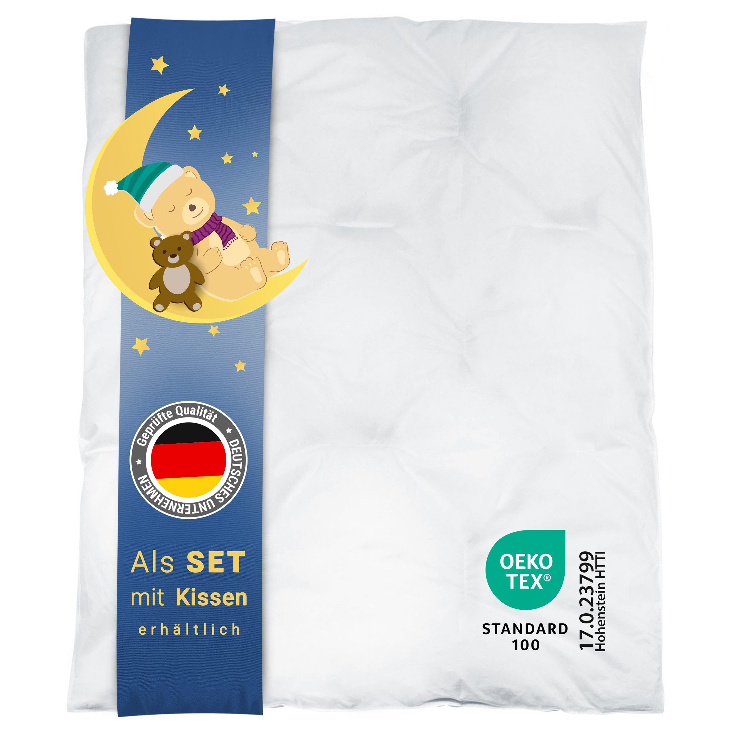 ZOLLNER Kinderbettdecke, Füllung: 90% Daunen, 10% Federn, 100 x 135 cm, 100% Baumwolle, vom Hotelwäschespezialisten