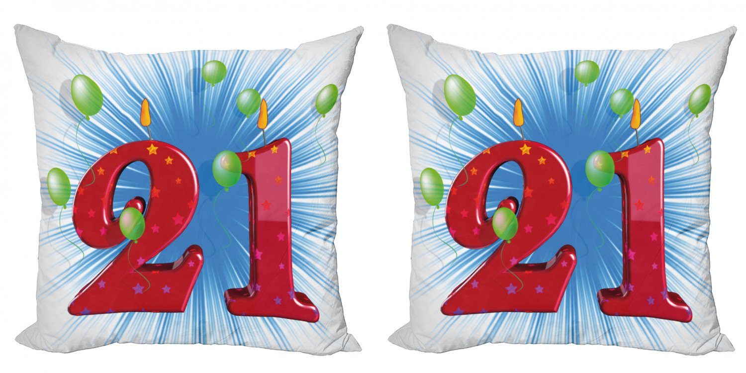abstrakte Digitaldruck, Ballone Accent Doppelseitiger Modern Weiss Stück), (2 Kissenbezüge Abakuhaus Blau