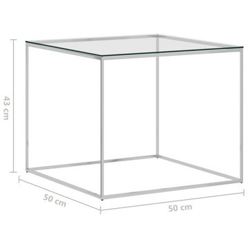 vidaXL Couchtisch Couchtisch Silbern 50x50x43 cm Edelstahl und Glas (1-St)