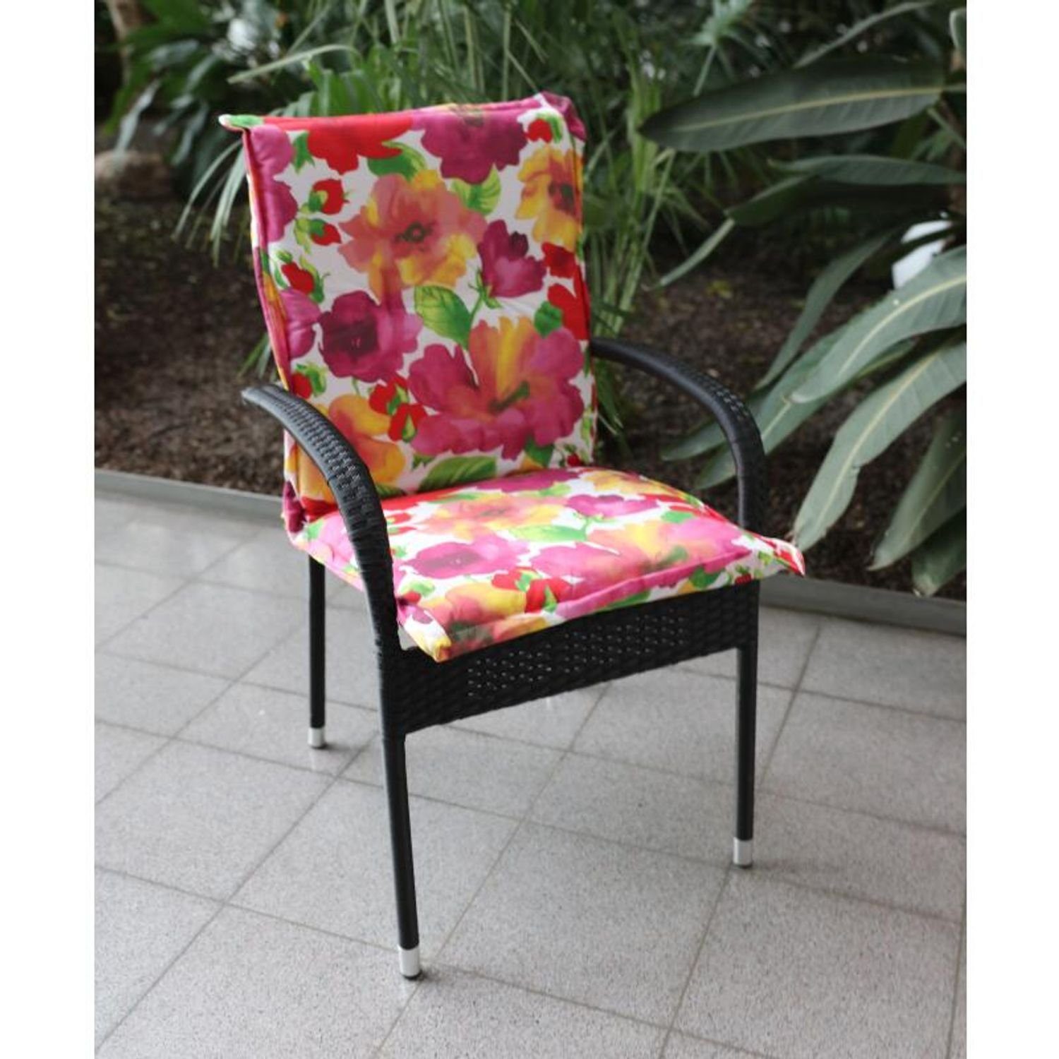 BURI Bankauflage 4x Niederlehner-Auflage "Florenz" Sitzkissen Sessel Stuhl  bunt Blumen 105 x 50 x 6cm