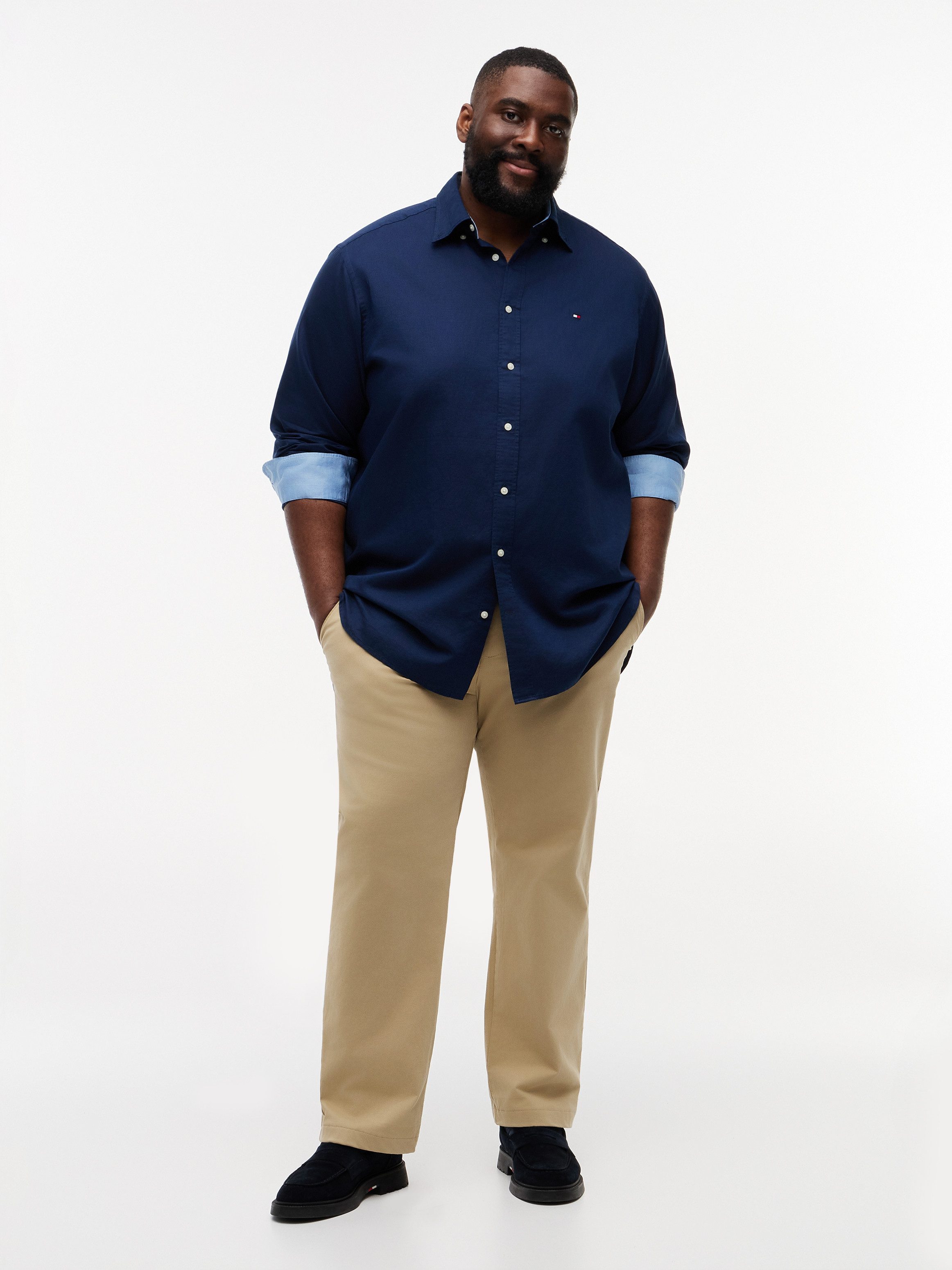 Tommy Hilfiger Big & Tall Langarmhemd BT- LINEN Große Größen Regular Fit Button-down-Leinenmix – Bild 4 von 5