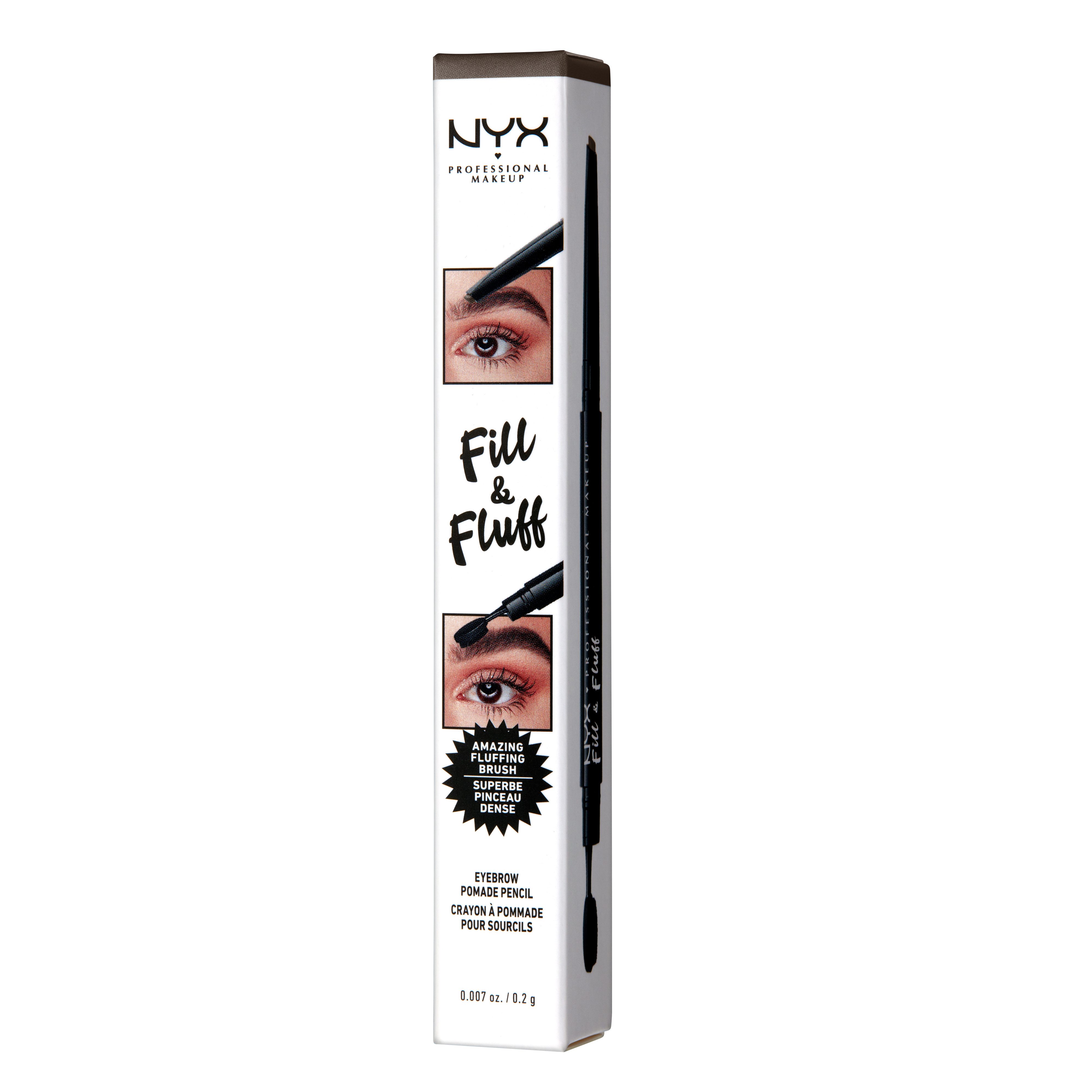 NYX PROFESSIONAL MAKEUP Augenbrauen-Stift FILL & FLUFF EYEBROW POMADE PENCIL, mit dichter Härchenbürste
