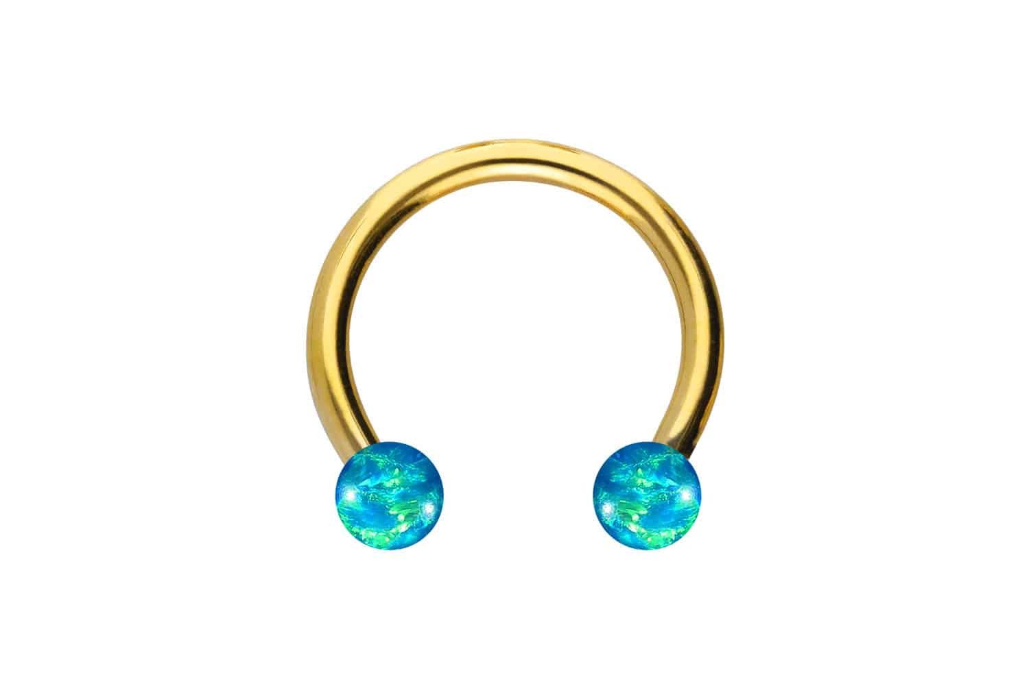PIERCINGLINE Nasenpiercing Chirurgenstahl Hufeisenring SYNTHETISCHE OPALE (Hufeisen-Ringe, 1-tlg)
