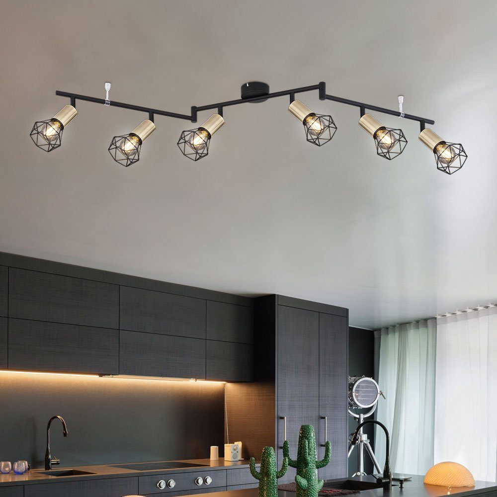 6 Spotleuchte Leuchtmittel Metall LED Deckenleuchte schwarz Flammig Deckenleuchte, inklusive, etc-shop nicht Wohnzimmerlampe