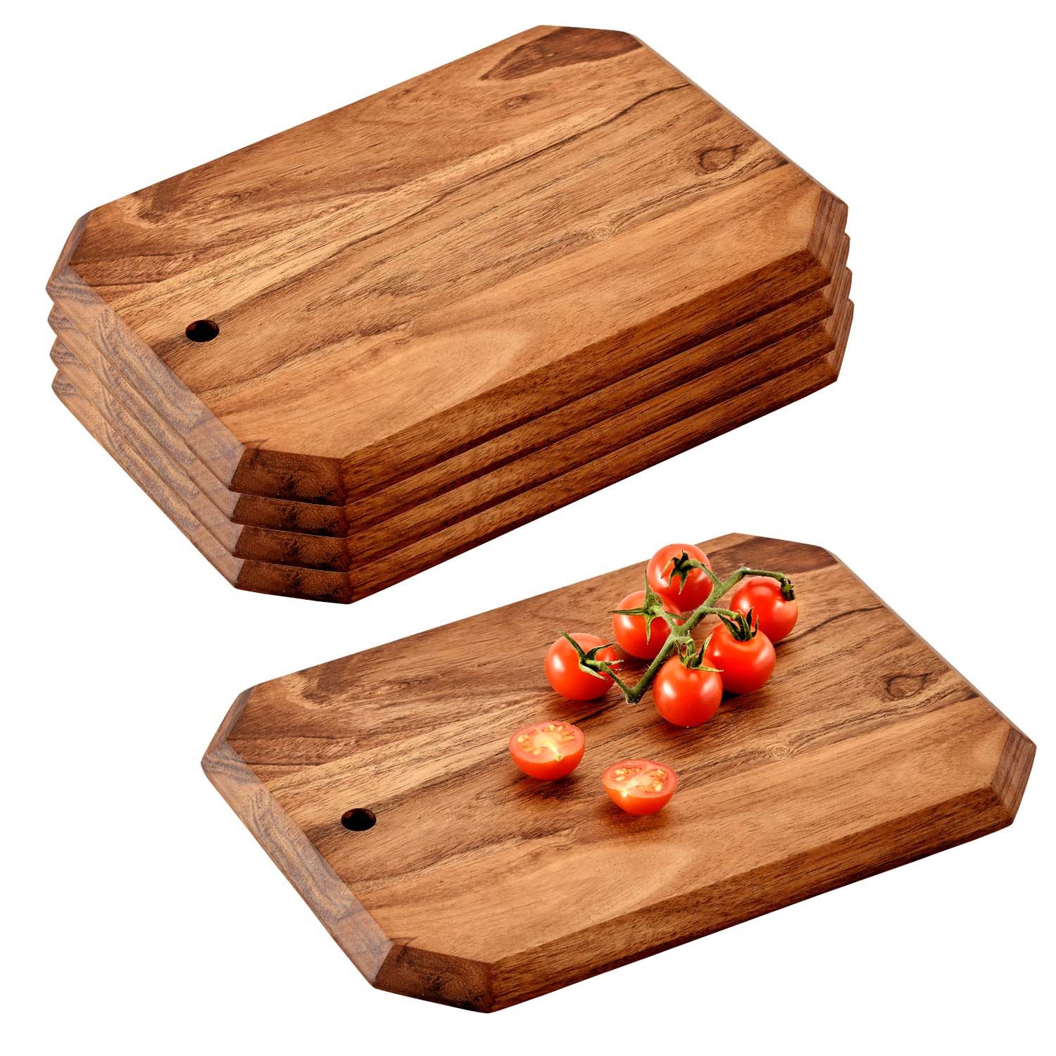 Kesper Frühstücksbrett 5 Stück Schneidebrett, 8-eckig, Akazie - 28 x 20cm, Holz, (5-St), zum Aufhängen geeignet