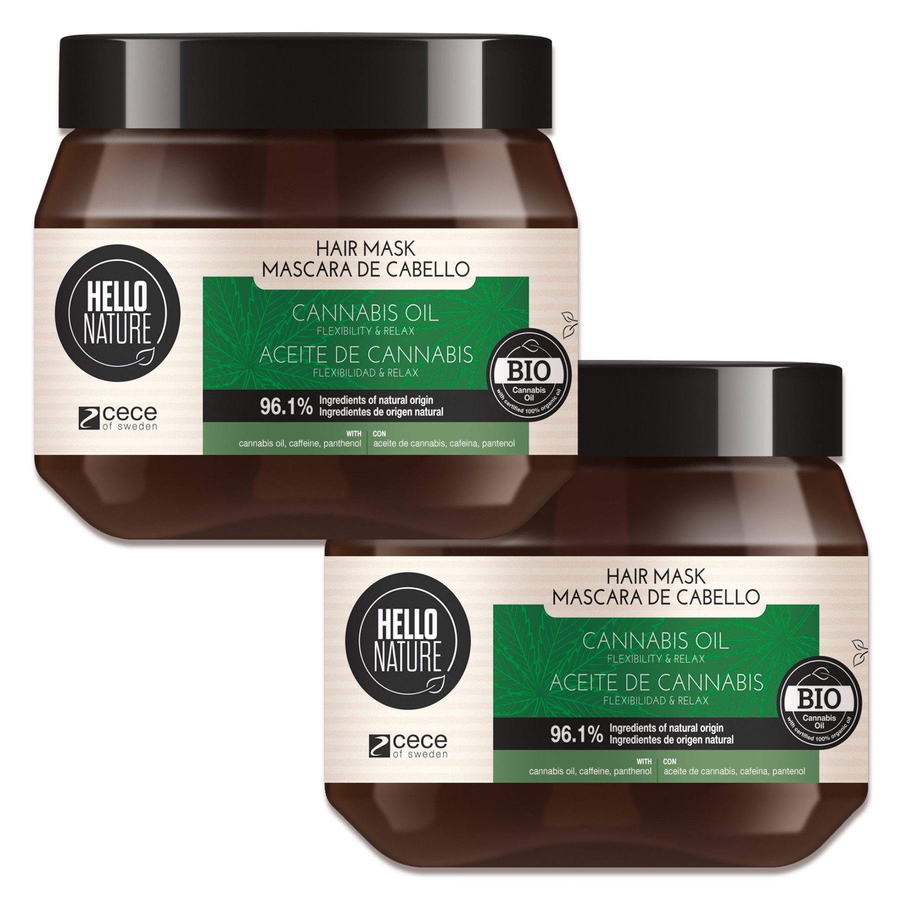 Hello Nature Haarmaske Haarkur Repair Intensivpflege Tiefenregeneration Hanföl Hello Nature, 2-tlg., Haarmaske, Haarpflege, Hello Nature, Cannabis, Hanf-Öl