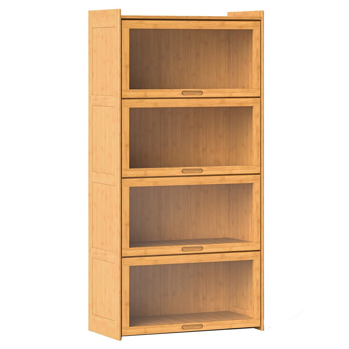 COSTWAY Bücherregal, mit Acryltüren, Vitrinenschrank Bambus günstig online kaufen