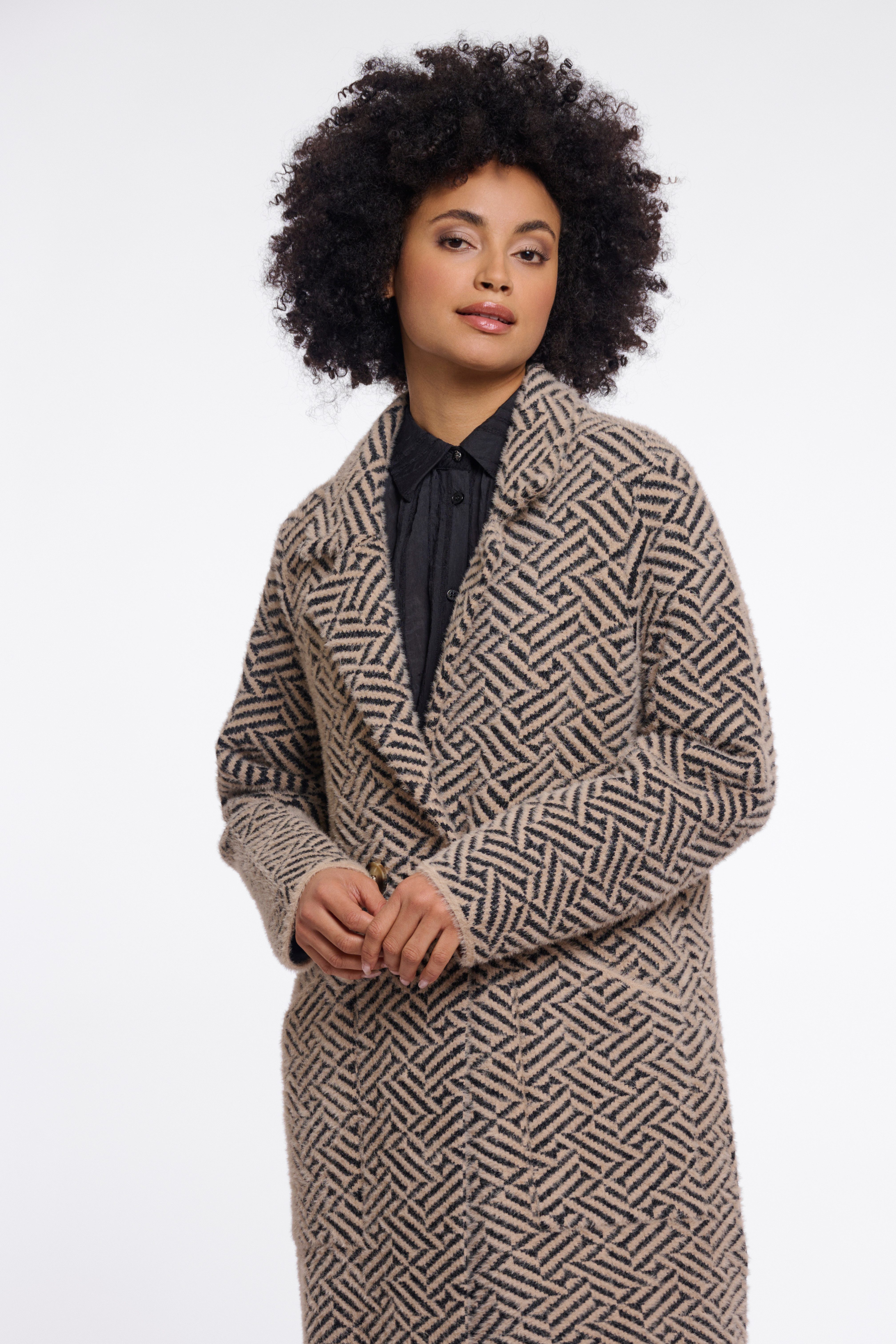 Rino & Pelle Longstrickjacke mit Reverskragen und feinem Muster