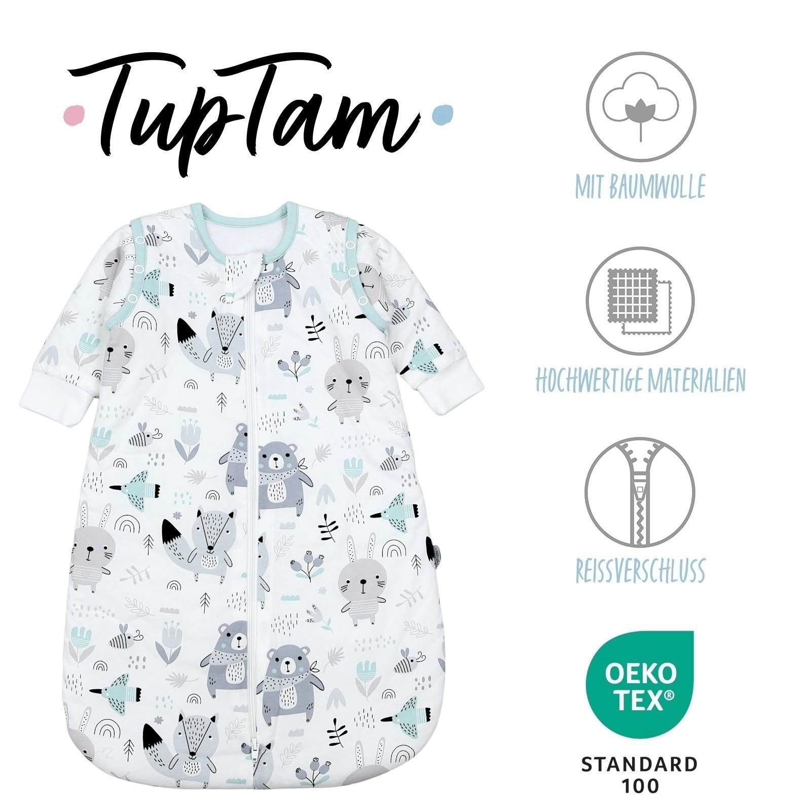 TupTam Babyschlafsack Kugelschlafsack mit abnehmbaren Ärmeln 2.5 TOG Ganzjahr – Bild 2 von 5