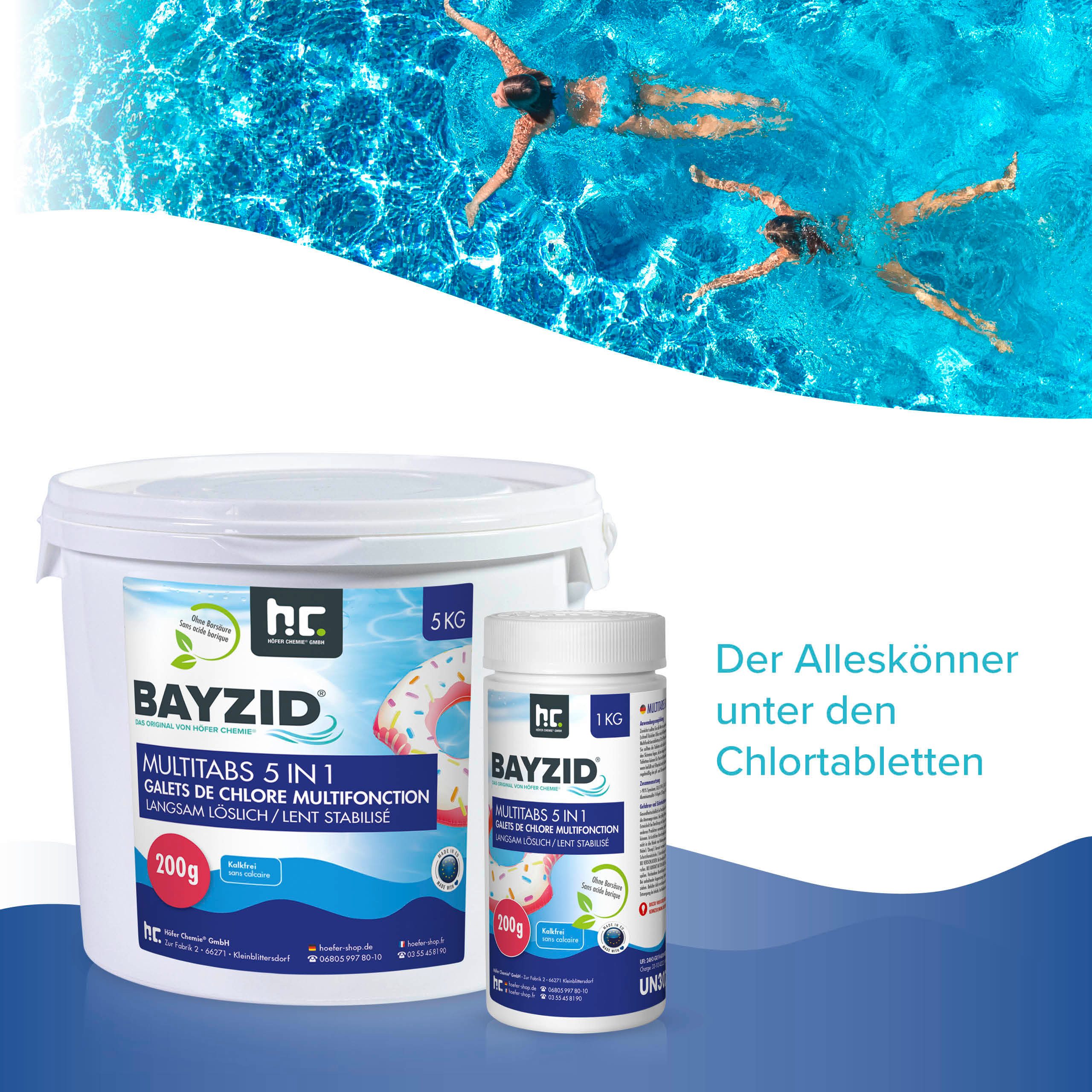 Höfer Chemie GmbH Poolpflege 5 kg BAYZID® Multitabs 200g 5in1 für Pools, Komplette Poolpflege in praktischen Langzeittabletten – Bild 4 von 5