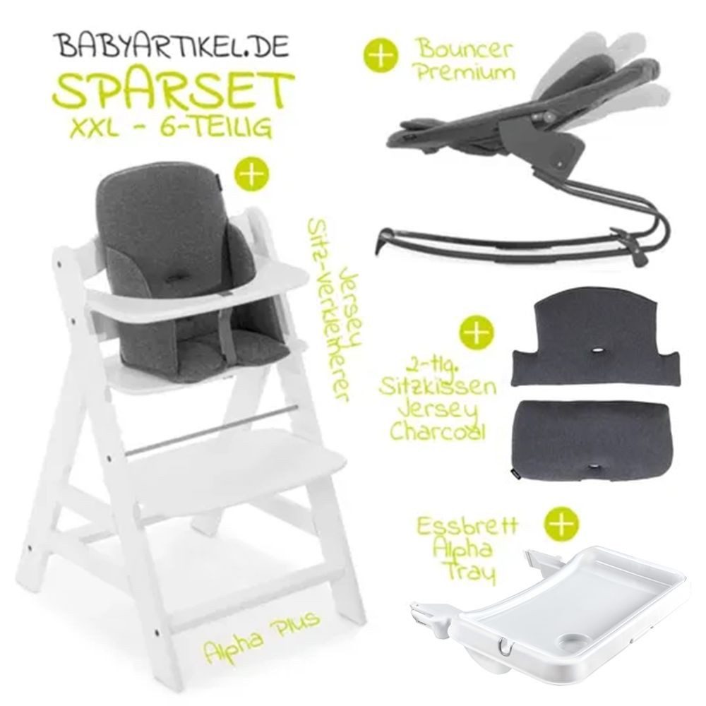 Hauck Hochstuhl Alpha Plus White XXL Newborn Set, Babystuhl ab Geburt, Aufs günstig online kaufen