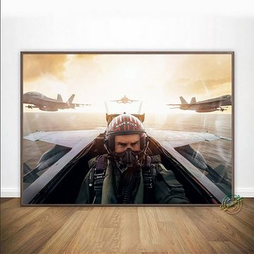 TPFLiving Kunstdruck (OHNE RAHMEN) Poster - Leinwand - Wandbild, Top Gun Maverik - Tom Cruise- Filmposter als Kunstdruck auf Leinwand (Leinwand Wohnzimmer, Leinwand Bilder, Kunstdruck), Leinwand bunt - Größe 13x18cm