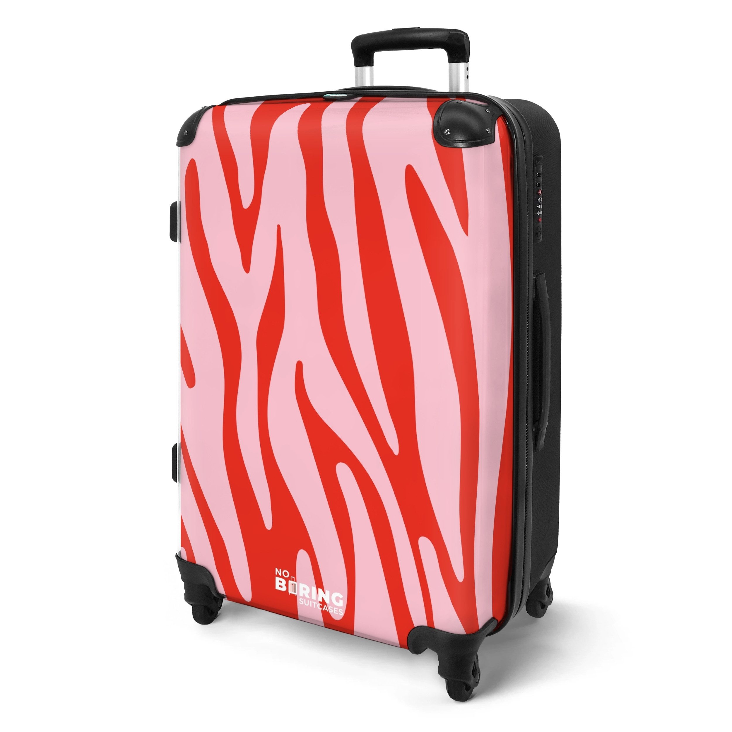 NoBoringSuitcases.com© Hartschalen-Trolley Rot mit rosa Zebramuster günstig online kaufen