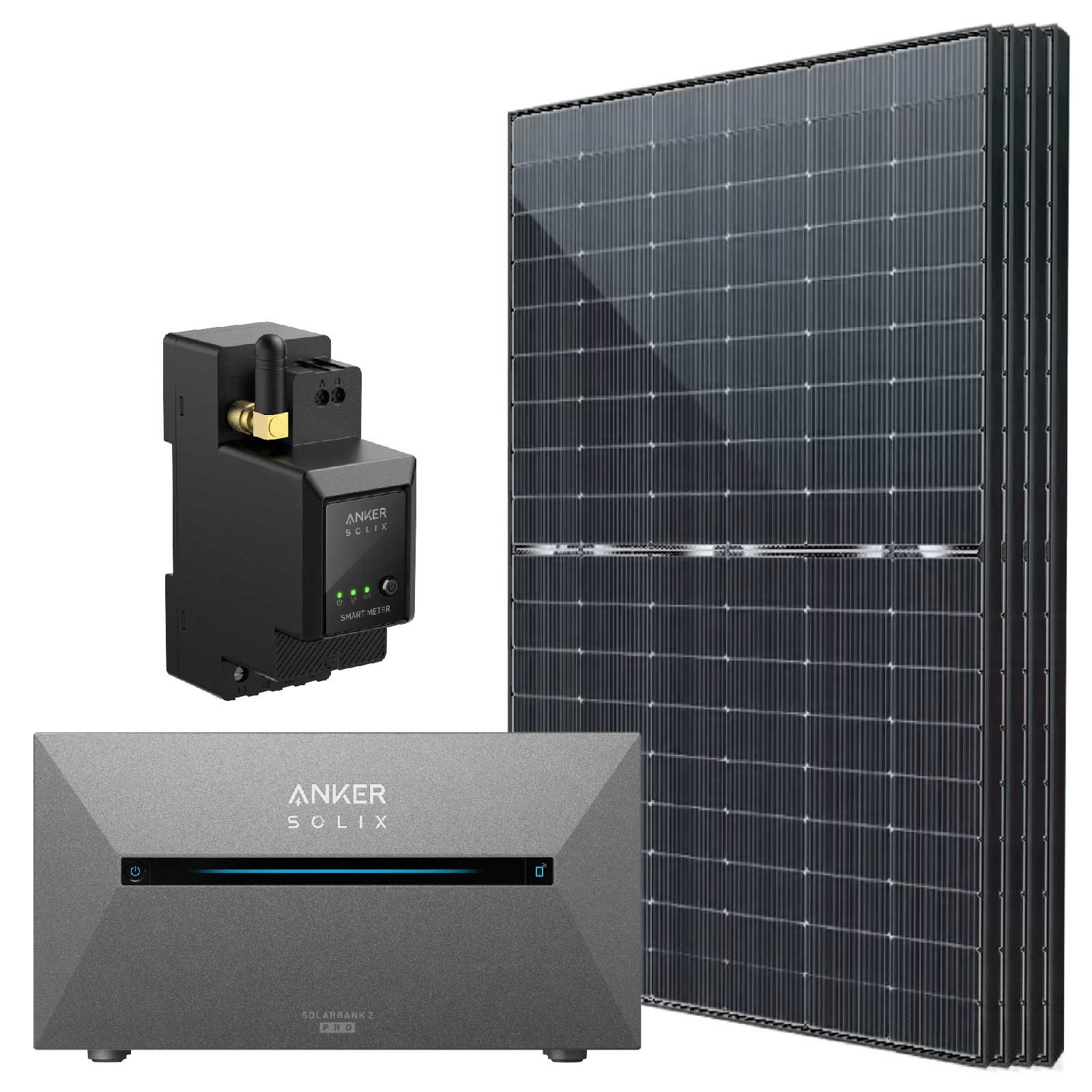 Stegpearl Balkonkraftwerk 1760W Balkonkraftwerk mit Speicher 1,6 kWh Anker Solix Pro Speicher, (1760W Balkonkraftwerk mit Speicher 1,6kwh Anker Solix Pro, 800W integrietem Wechselrichter, Solaranlage komplettset), Photovoltaik komplett set mit speicher