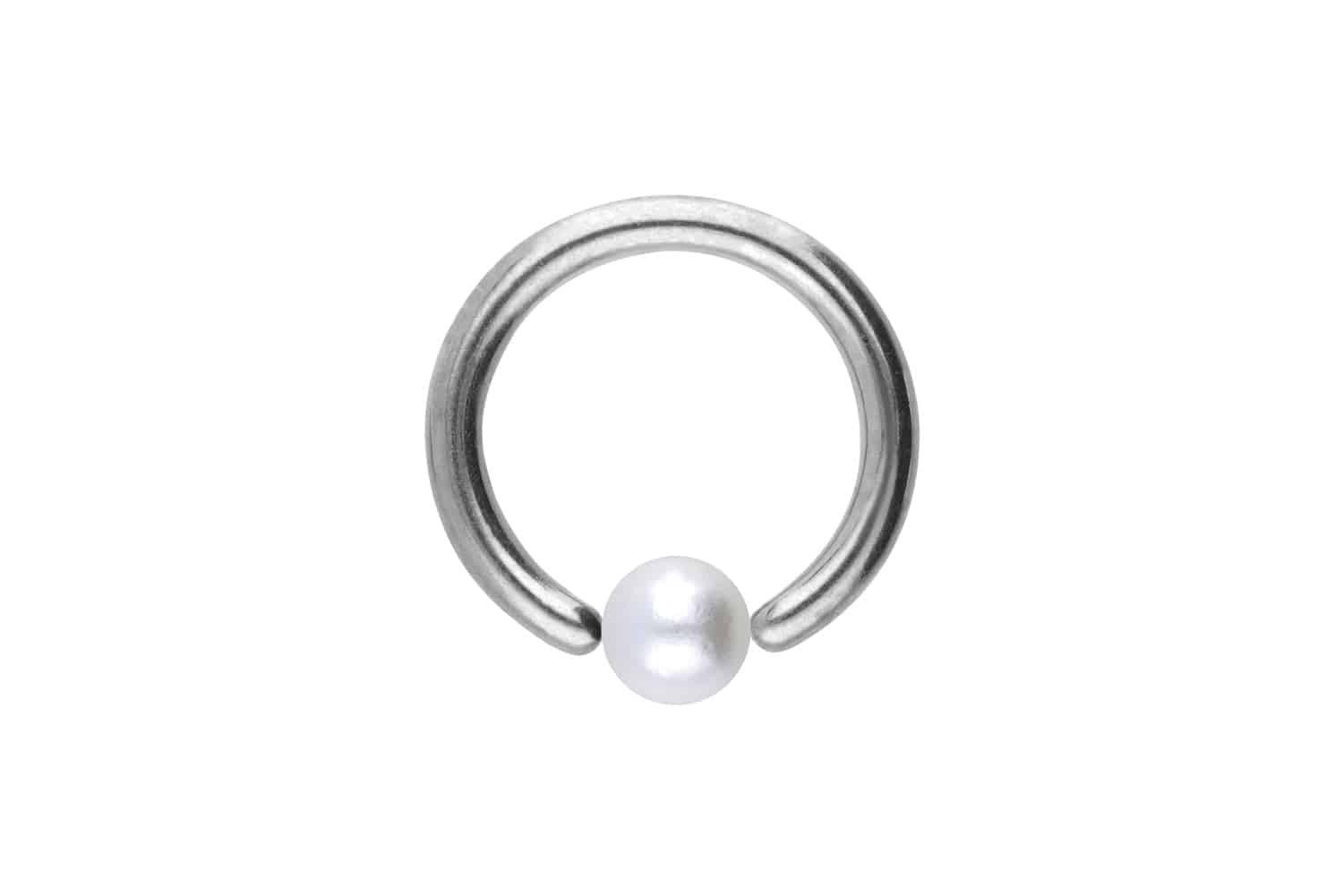 PIERCINGLINE Nasenpiercing Chirurgenstahl Klemmkugelring SYNTHETISCHE PERLE (Klemm-Ringe, 1-tlg)